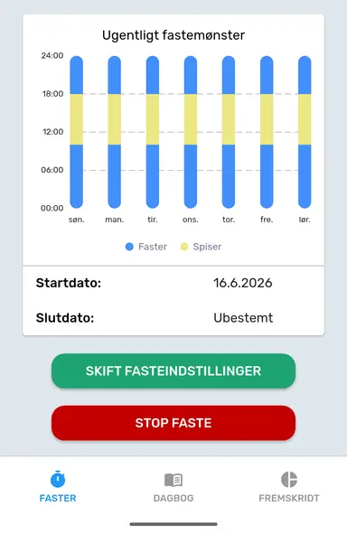 Stop faste i fanen Faste.
