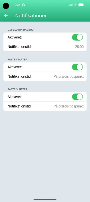 Siden Notifikationsindstillinger